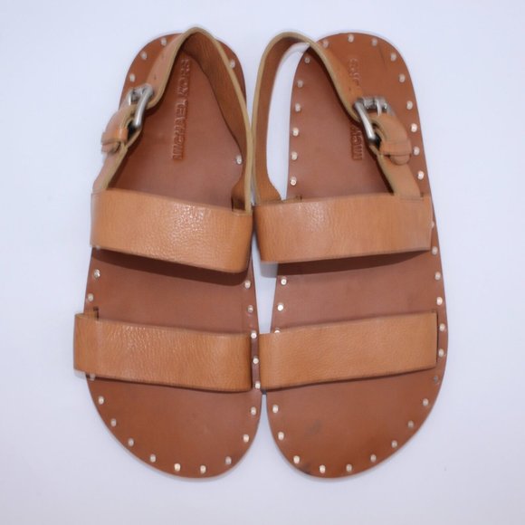 Michael Kors Khaki Leather Sandals Size US 11 M - new with defect - Picture 1 of 12